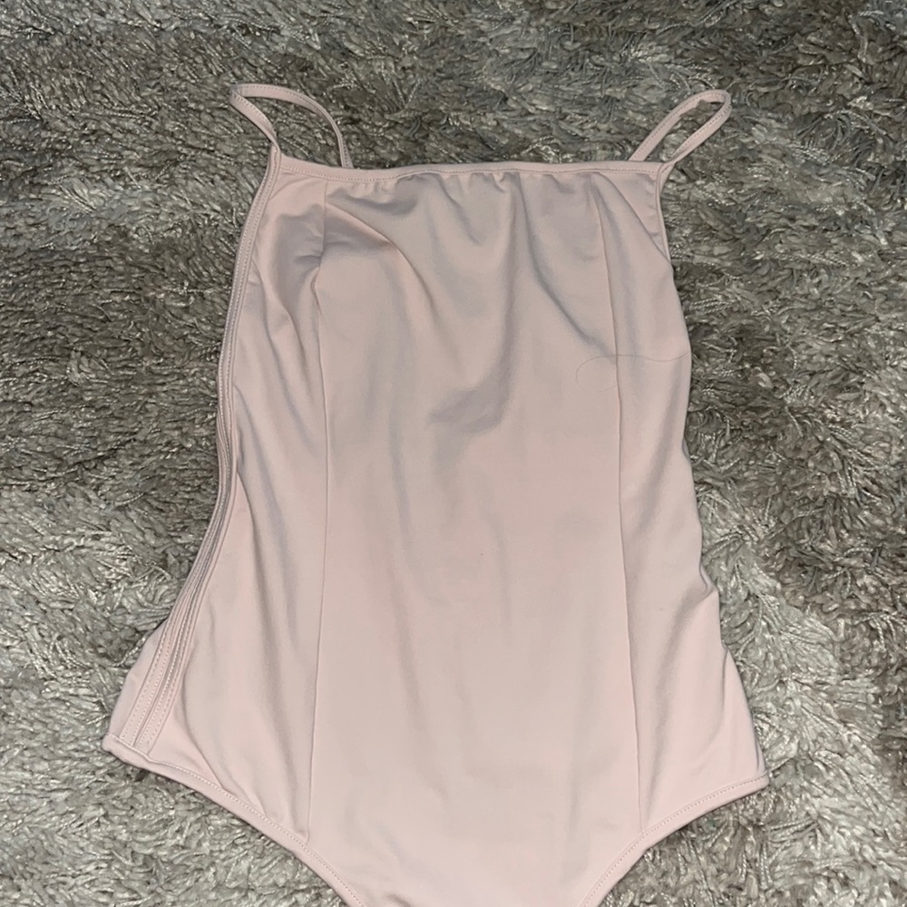 Free people light pink low black bodysuit